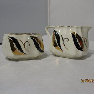 Vintage Staffordshire England Sandland Ware Sugar & Creamer Set MCM Mid-Century